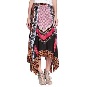 Free People Midi Mixed Print Handkerchief Skirt
